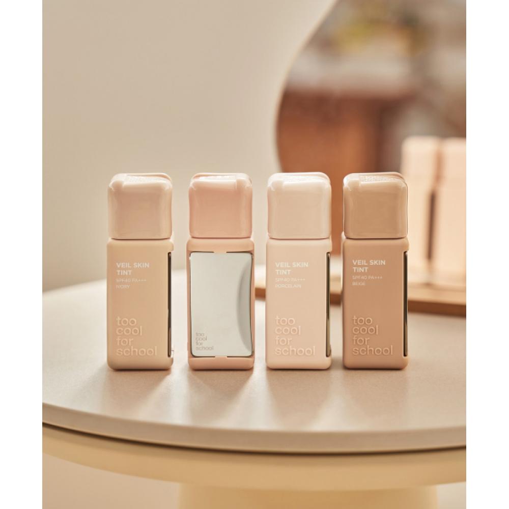 Too Cool For School [2 Pack] Veil Skin Tint  + Dual Mirror Palette Puff 