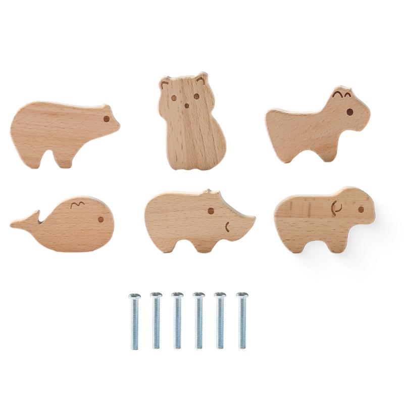 Attractive Animal Shape Round Wooden Drawer Handle Multifunctional Cabinet Pull