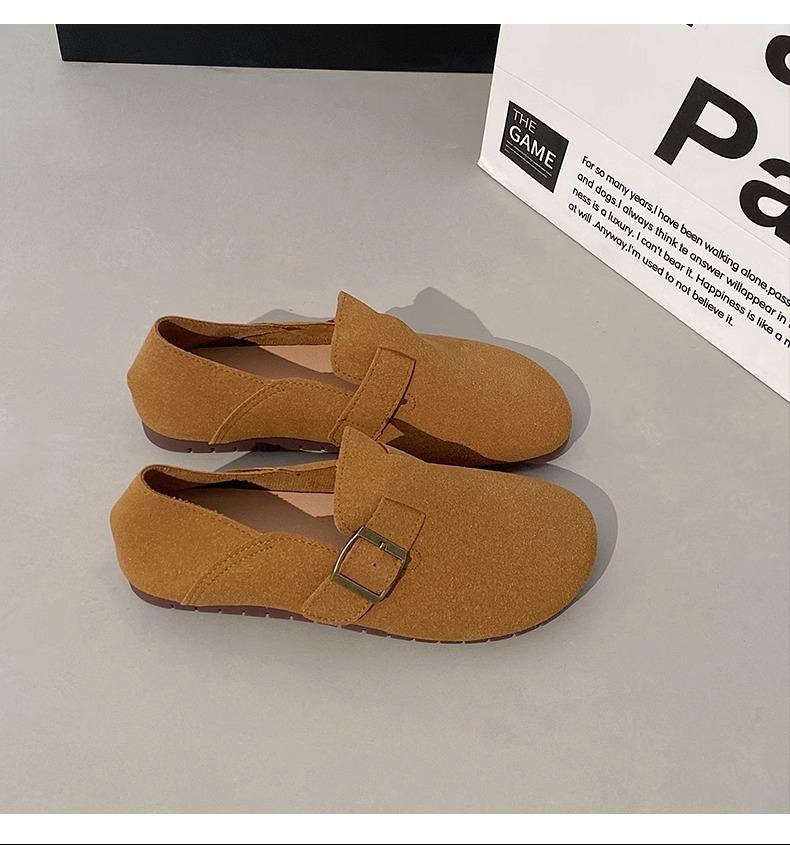 Birkenstock Shoes Women's 2025 New Winter Velvet All-inclusive Leather Spring and Autumn Single Shoes Flat-bottomed One-pedal Doudou Shoes Cotton Sho