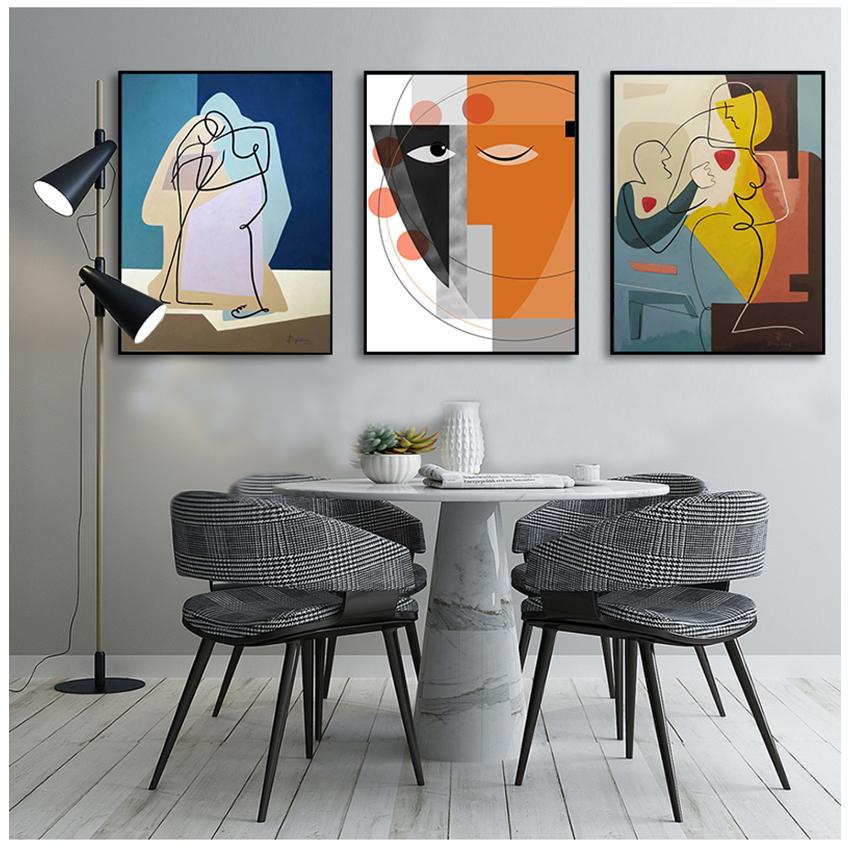Retro Classic Wall Art Canvas Black Lines Wall Pictures for Living Room Bedroom Unique Poster Home Deco Abstract Canvas Painting No Frame