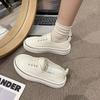 Thick-soled Versatile Canvas Shoes Women's Low-top 2025 Spring New Casual Shoes Heightening Board Shoes Lace-up Round Head White Shoes