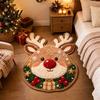 Easy Clean Decorative Rug Christmas Area Rug Plush Seasonal Bedside Gingerbread Man Tree Cute Stocking Shape Non-Slip for Bedroom Living