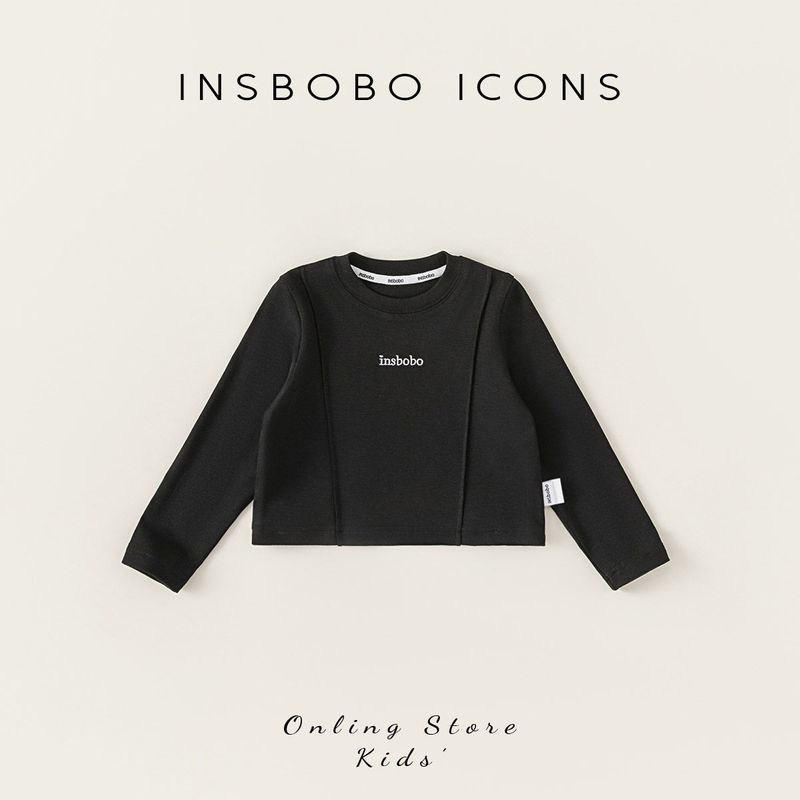 Insbobo Girls  Spring T-Shirt Children s Long-Sleeve 2026 Spring New Boys  Base Shirt Trendy and Fashionable Black 80