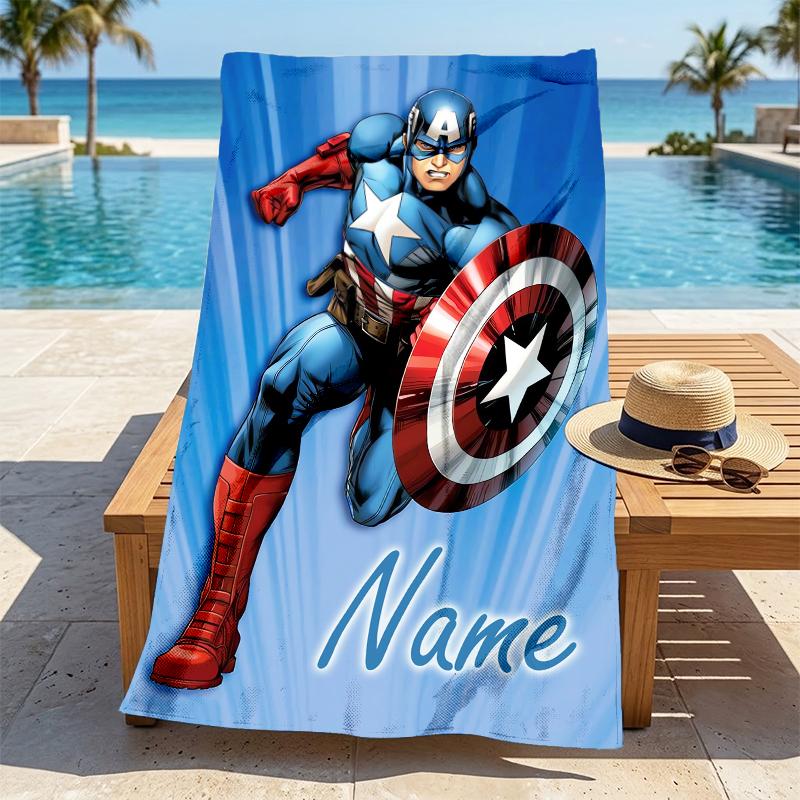 Personalized Name Superhero Trio Stylish Digital Printing Beach Towel Quick‑Drying Absorbent Blanket for Beach Pool Gym Travel