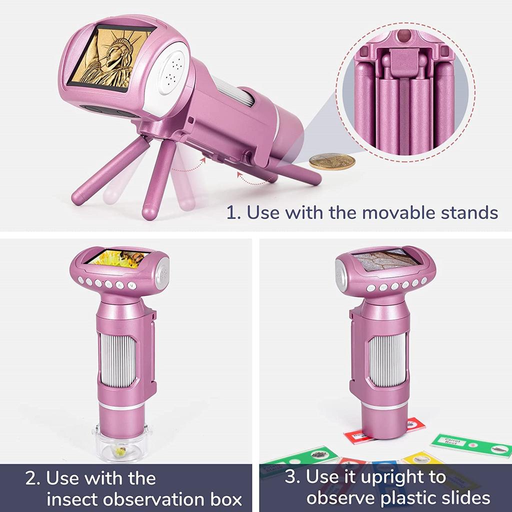 Children's Digital Microscope Camera 3-In-1 Children's Puzzle Toy 2-Inch Large Screen