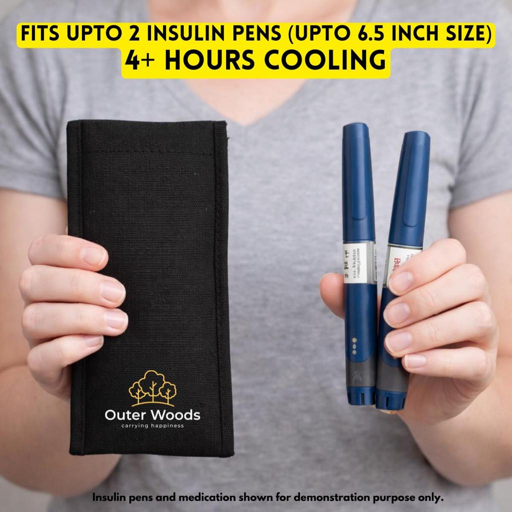 Outer Woods Insulin Cooler Pouch for Diabetic Travel | 4+ Hours Cooling | Fits 2 Insulin Pens | Insulated Cooling Pouch with 2 Mini Ice Gel Packs