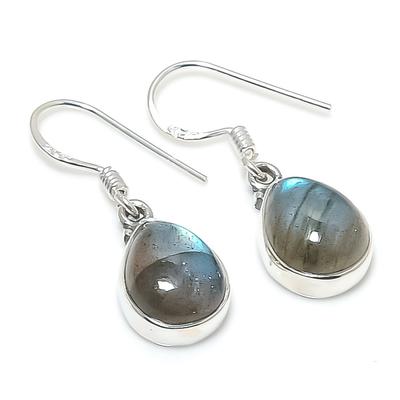 Natürlicher Labradorit Edelstein 925 Massiv Sterlingsilber Geschenk Ohrring 1.25" B9T63