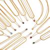 Trendy Fashion Color Zircon 18K Gold Plated Stainless Steel Water Drop Birthstone Pendant Stacked Collarbone Necklace for Women