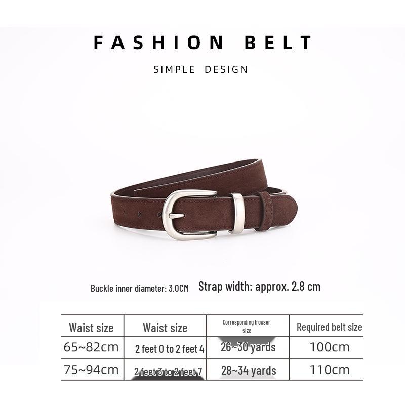 Women's Versatile Suede Leather Belt with Pin Buckle - High-End Light Luxury Fashion Accessory for Jeans