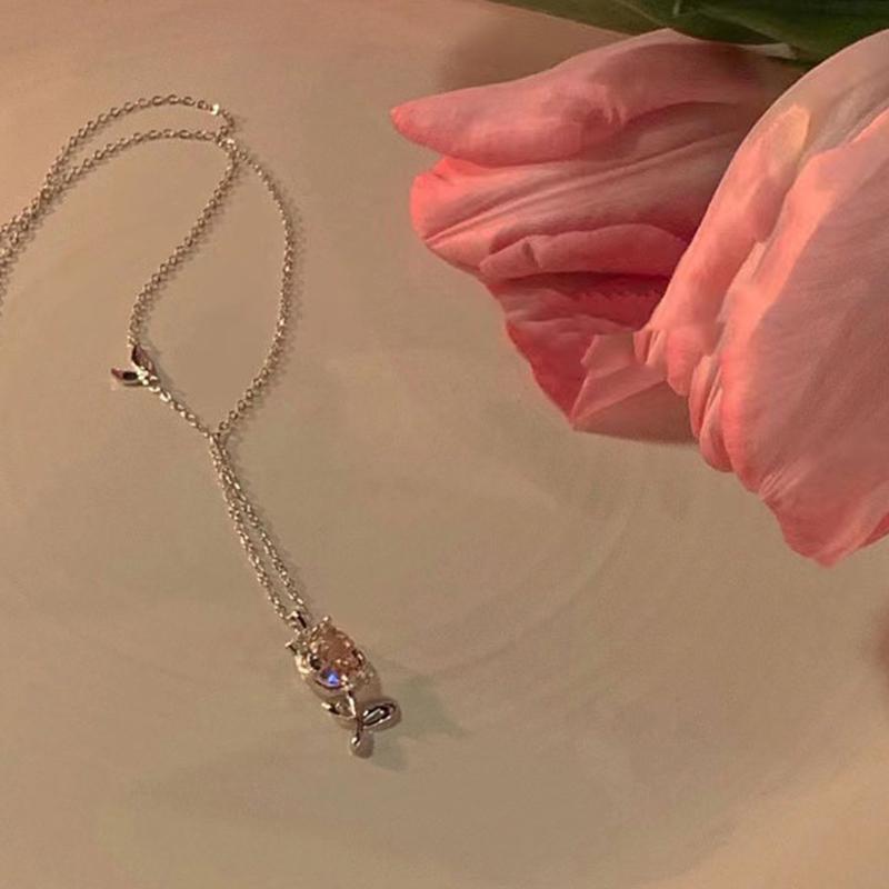 

Ожерелье с цветком тюльпана, серебряное ожерелье с ключичной цепочкой one size