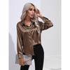 JPNTKY Women's Fashion Casual Solid Color Print Long Sleeve POLO Neck Blouses & Shirts