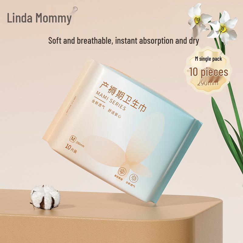 

Linda Mummy Postpartum Cotton Sanitary Napkins, M Size, 10-Pack