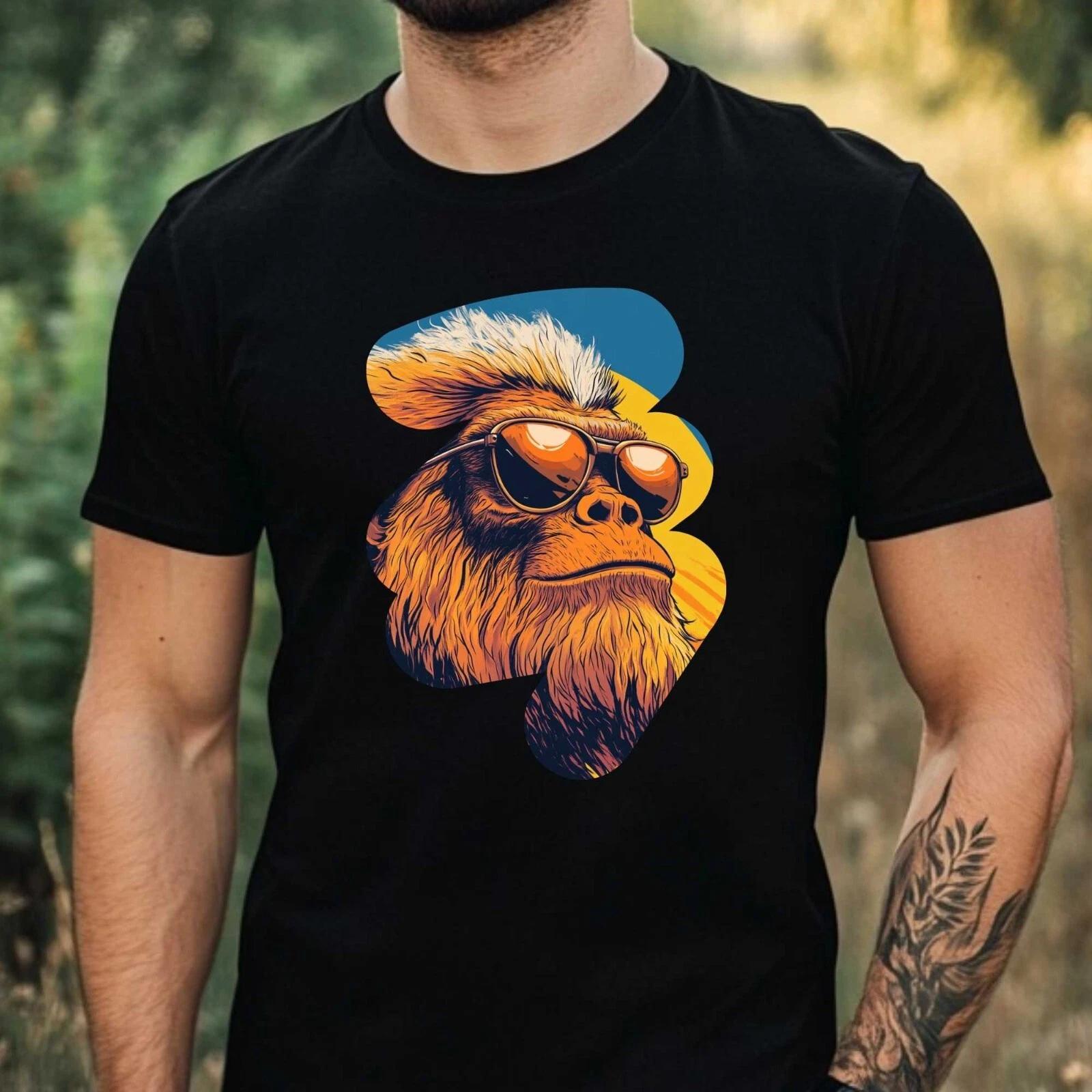 T-Shirt Herren Bigfoot mit Sonnenbrille Motiv Baumwolle Größe XS bis 5XL S