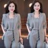 2025 Summer High-End Fashion Suit: Elegant Slim Short Sleeve Harem Pants Three-Piece Set