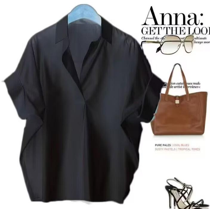 

Женские летние футболки, сексуальная винтажная блузка, шифоновая рубашка с коротким рукавом, оборки, футболки, свободные, повседневные XS чёрный