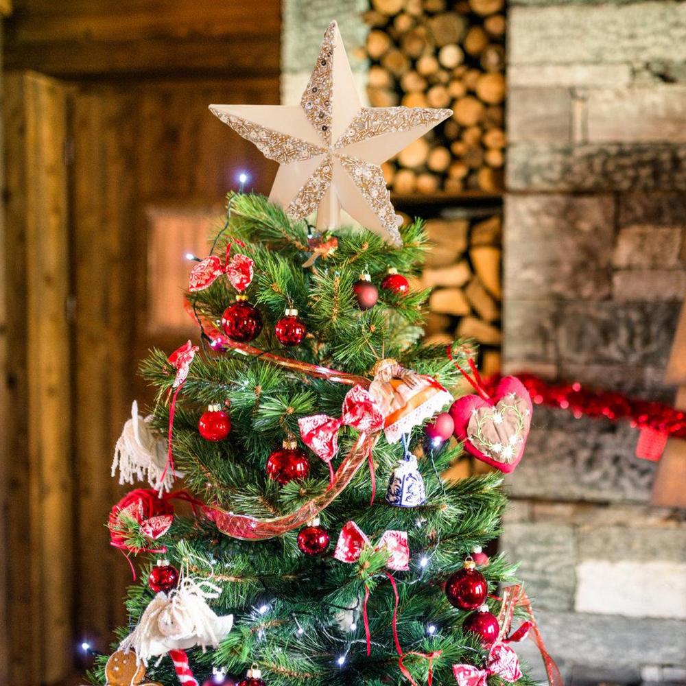 Star For Christmas Tree Top Glitter Star Decoration Topper Star Treetop Ornaments Holiday Decoration For Christmas Tree Ornament