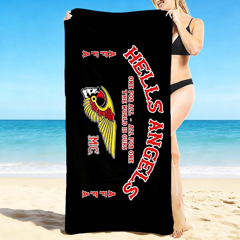 1Pc Hells Angels Motorcycle Club Beach Towel, Quick Dry, Multi-Use for Beach Pool Gym Yoga Home Travel, Christmas, Halloween, Xmas Gift M928716