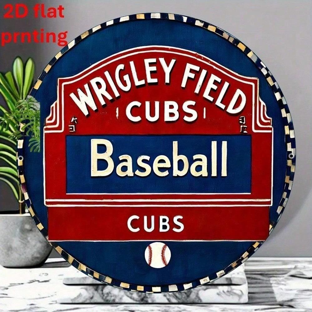 Vintage Chicago Baseball Tin Sign 8x8 Inch Retro Aluminum Wall Decor Sports Bar Man Cave Rustic Metal Plaque