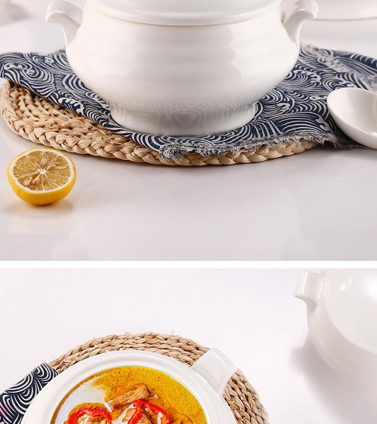Double-Handled Ceramic Cantonese Stew Pot with Lid - Large Soup Bowl for Household or Hotel Use