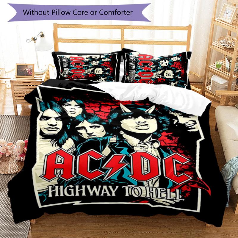 3pcs ACDC3 pattern bedding set duvet cover set includes duvet cover &pillowcases, perfect all season bedroom decoration & gift