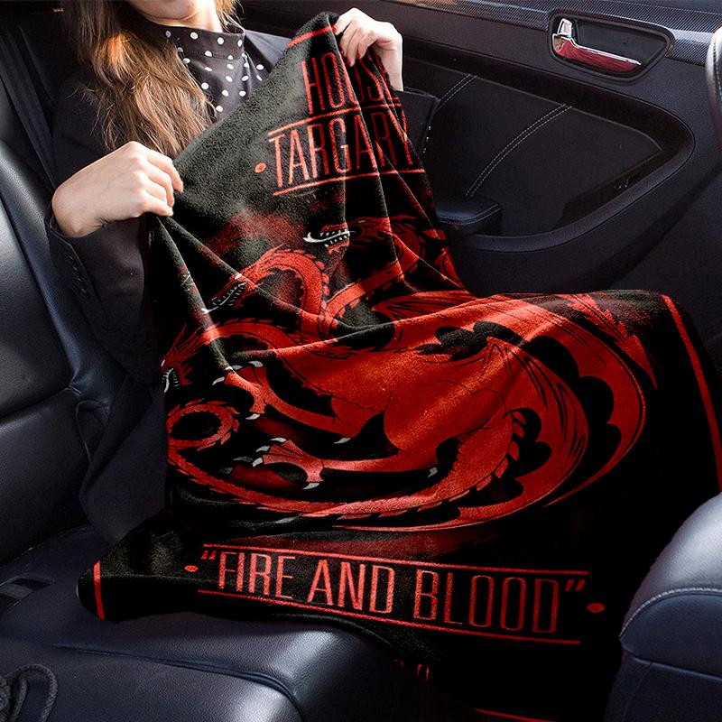 Thrones Dragon Fire And Blood Blanket Flannel Blanket for Bed, Sofa, Camping, Hiking, Picnic Essentials, Gift for Family Fan Gifts