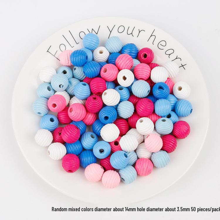 14mm Large Hole Wooden Beads, Round, Threaded, Loose, Handmade DIY Jewelry Accessories