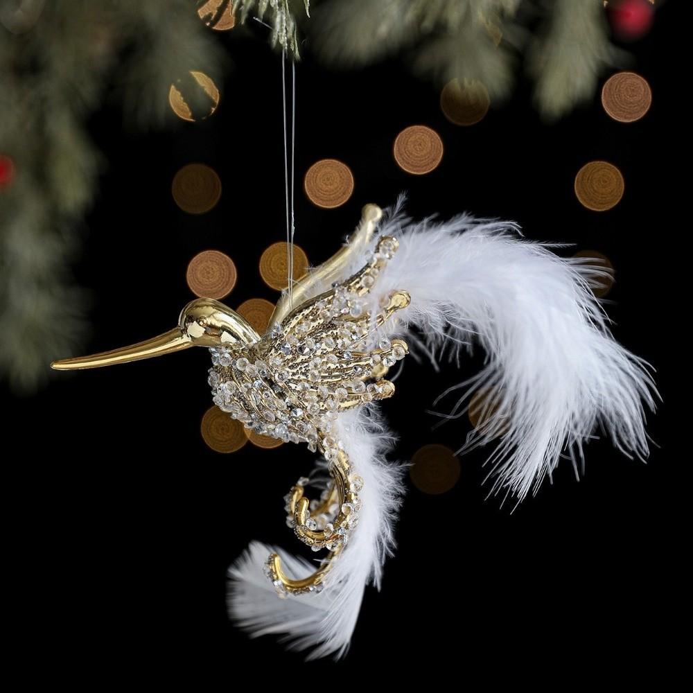 New Glitter Christmas Hummingbird Ornaments Realistic Simulate Simulation Bird Decor Faux Hummingbird Home Decor