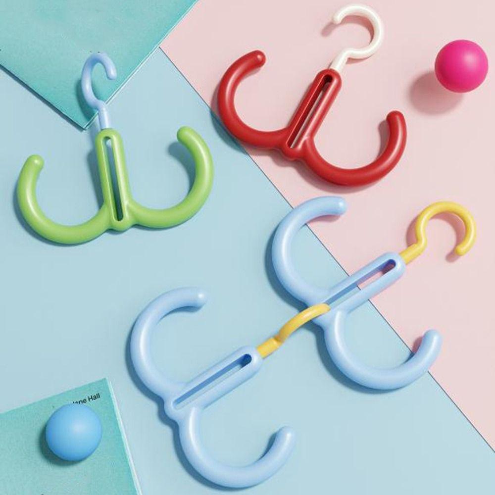 3Pcs Practical Dopamine Rotating Hook Stackable Space Saving Clothing Hanger Hanging Plastic Scarf Hat Bag Organizer Laundry