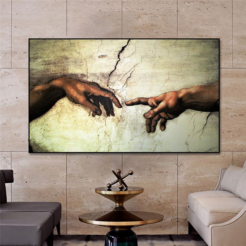 The Creation of Adam By Michelangelo Διάσημοι πίνακες σε καμβά στον τοίχο Αφίσες και εκτυπώσεις εικόνες Cuadros για το σαλόνι