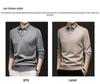 Men's Autumn/Winter Fake Two-Piece Knit Sweater with Velvet Warm Shirt Collar
