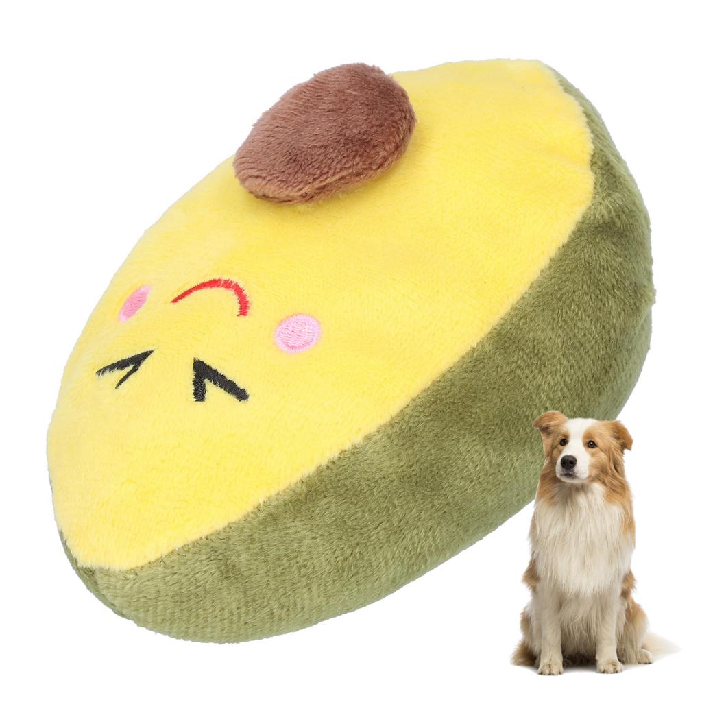 Avocado Shape Pet Chew Toy Plush Dog Playing Teething Toys with Sound for Small Dogs