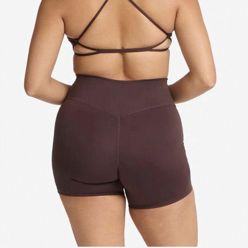 

CSB Same Yoga Vest Female Cross Beauty Back with Chest Pad Workout Bra High Elastic Quick-Drying Sports Intimates Shorts Purple brown shorts L
