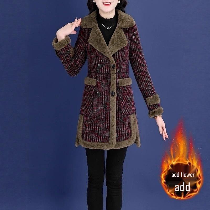 2025 Autumn/Winter Elegant Versatile Woolen Coat – Plus Velvet Thickened Overcoat