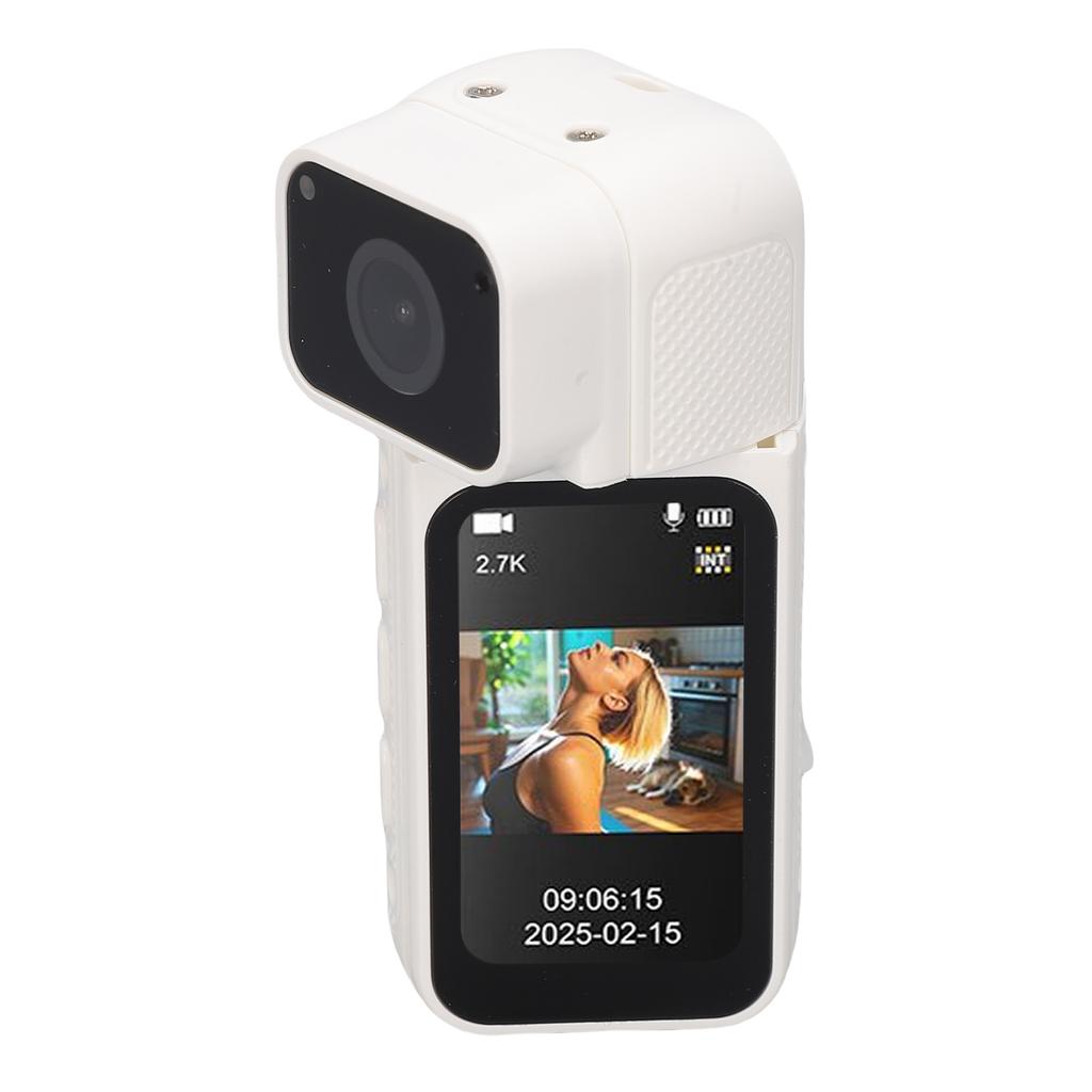 2.7K Thumb Action Camera Wearable Portable Camcorder with Magnetic Lanyard 180 Degree Rotation POV Recording for Work Travel Pet Walk