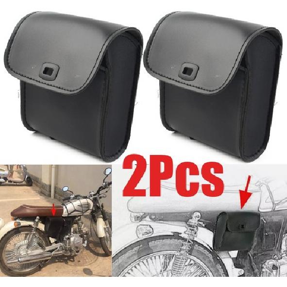 Universal Motorcycle Pouch Front Fork Sissy Bar Saddle Side Tool Bag Pu Leather
