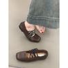 Vintage Cross-strap Flats Square Head Pig Nose Ballet Shoes Women's 2025 New Shallow Mouth Mary Jane Single Shoes