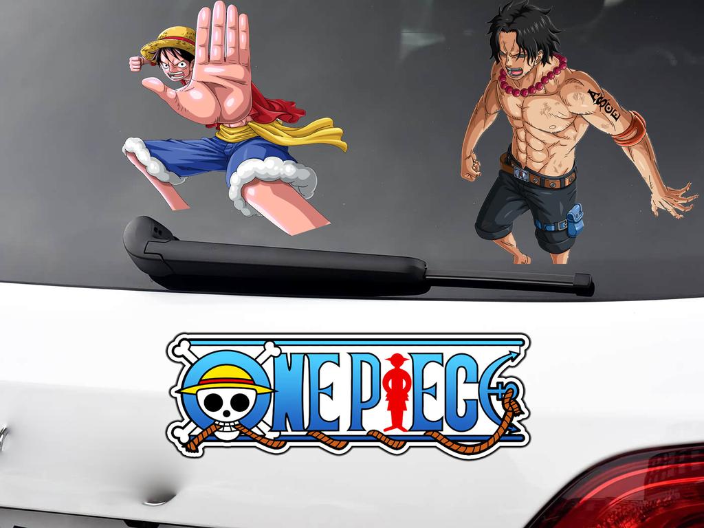 Car Stickers Customizable Waterproof Easy Install No Residue Anime Pirate Theme Straw Hat Flag Vinyl for Car Laptop Multi Sizes