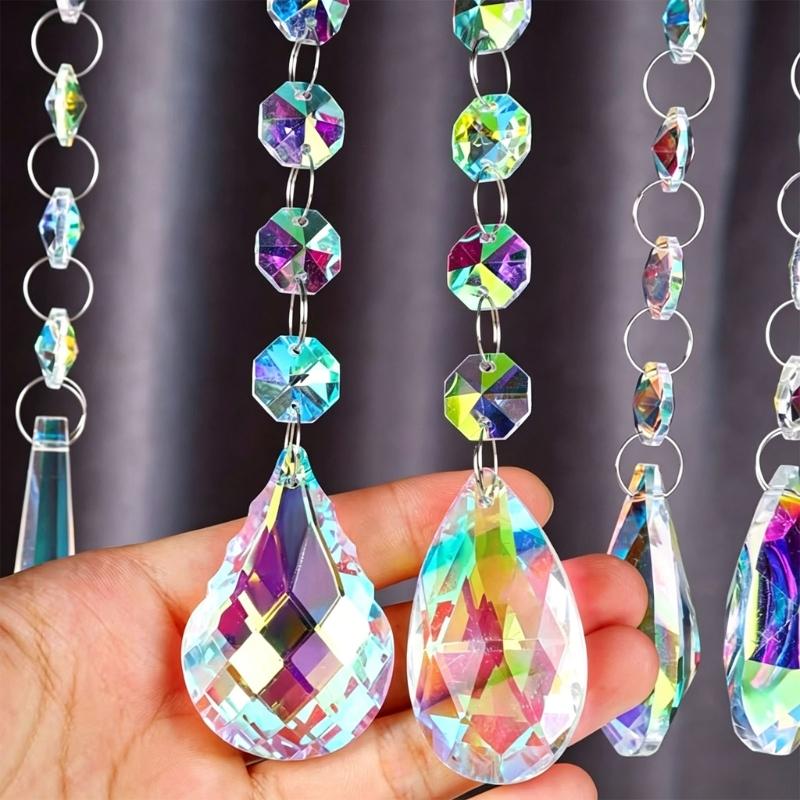 Glass Sunlight Pendant Set, 10 Piece Faceted Accent for Window Display, Party Styling and Home Room Display Use
