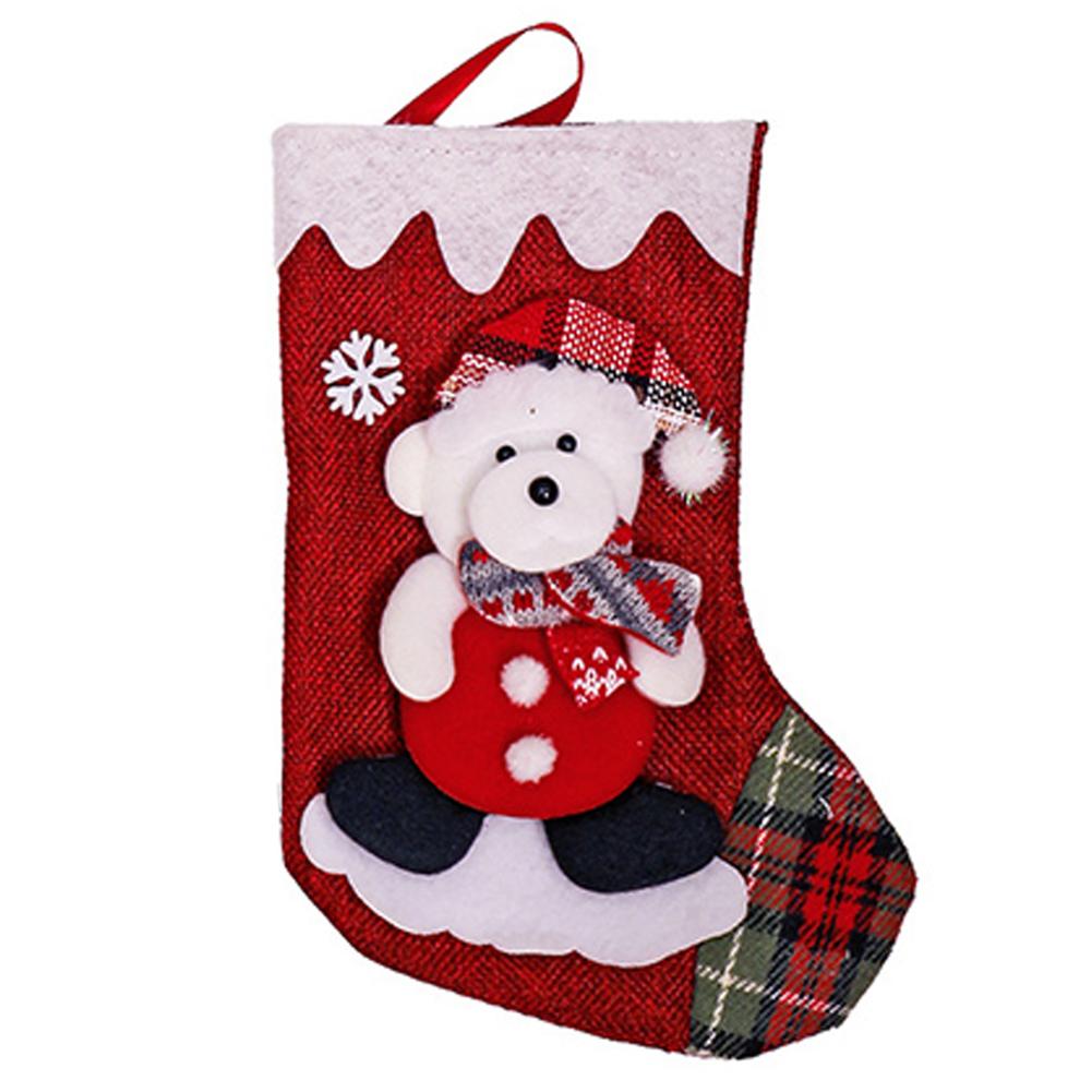 Large Christmas Stocking with Santa Design for Hanging by Fireplace Fabric Stocking Offering Space for Treats and Toys