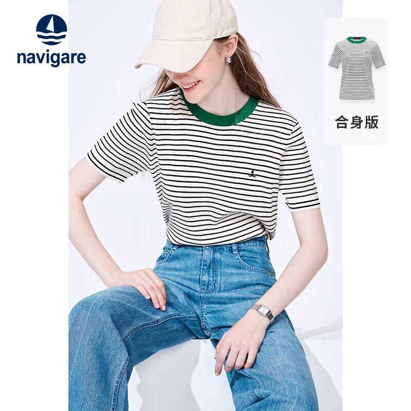 Navigare Women's Striped Knit Short Sleeve Top