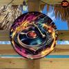 Vintage Retro Holographic Vinyl Record Tin Sign 20cm Circular Metal Wall Art Music Room Decor