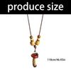 Fashionable Adjustable Necklace for Women Wood Bead Mushroom Pendant Rope Neckchain Bohemian Accessory