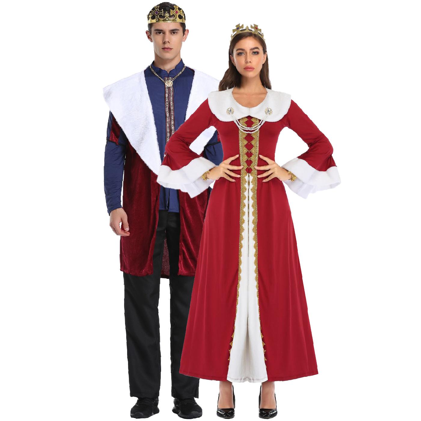 

Christmas man plays king and queen costume, fairy tale drama queen party costume cos Halloween costume M