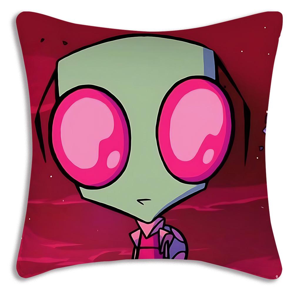 Invader Zim Cartoon Pillow Covers Cartoon Sofa Decorative Home Double-Sided Printing Short Plush Cute Cushion Cover