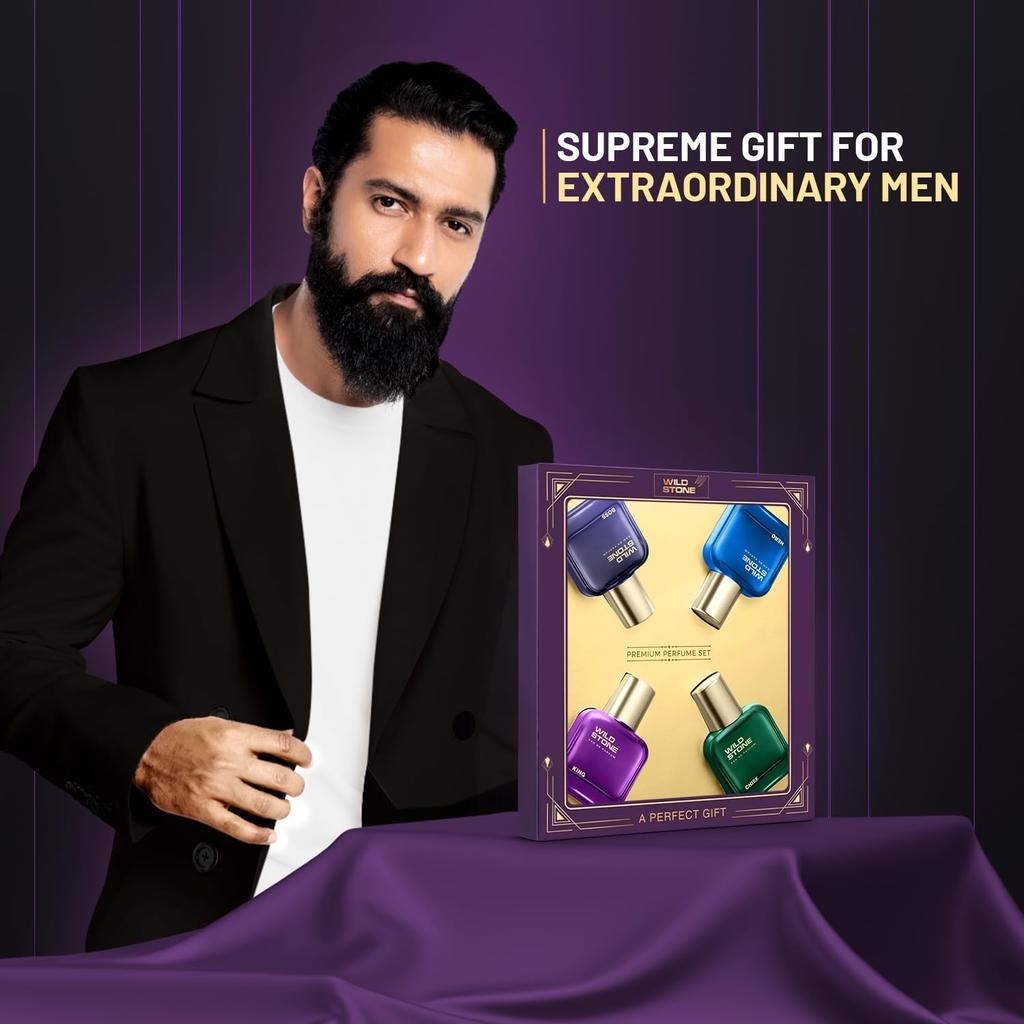 Wild Stone Perfume Gift Set for Men 4x30ml – Hero | King | Chief | Boss | Premium Grooming & Lifestyle Gift Set | Ideal Gift for Special Occasions