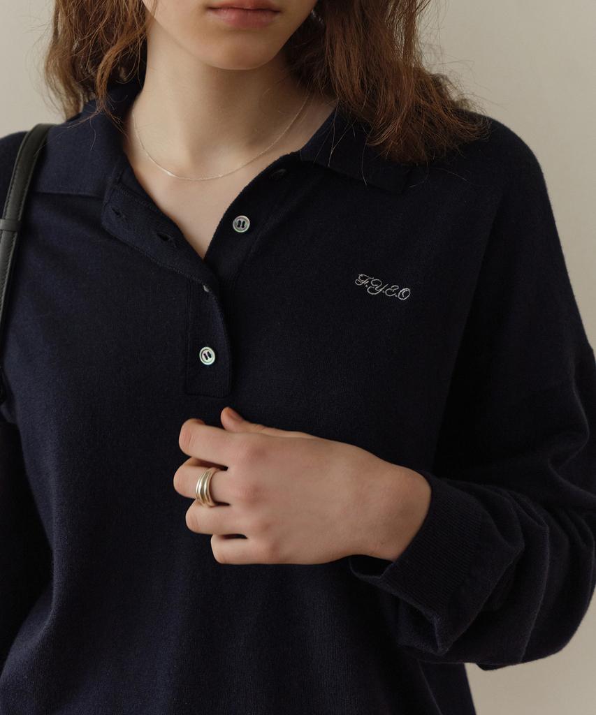 Poyueoaijeuonli Aube Soft Collar Knit (Navy)