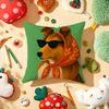 Dog Wearing A Hat Cushion Cover Plush Fabric Soft Double-Sided Printed Sofa Warm Winter Home Child Gift Pillow Case