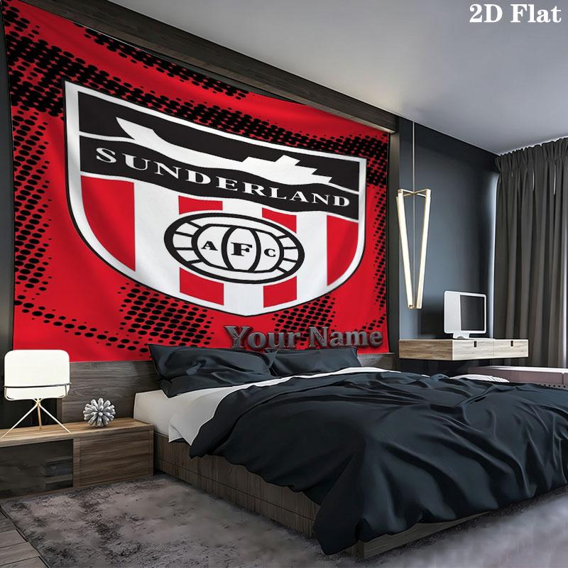 Sunderland A.F Custom Name Wall Tapestry Aesthetic Wall Hanging Printed Fabric Blanket Decorative Tapestries for Bedroom Living Room Home Decor