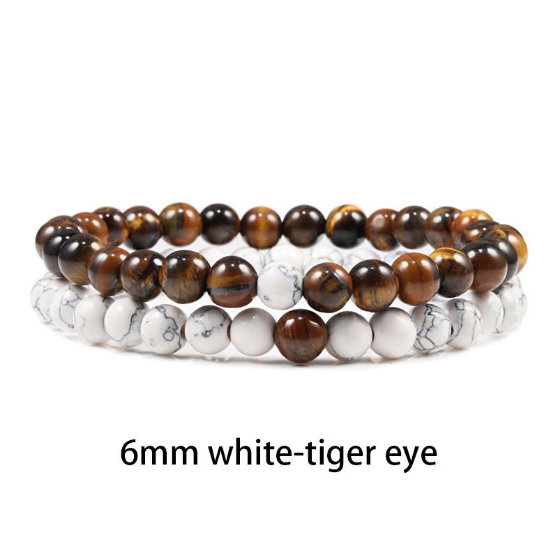 New Design Set Bracelet Couples Natural Stone Bracelets Tiger Eye Beaded Yoga Bracelets for Men Women Elastic Rope Jewelry