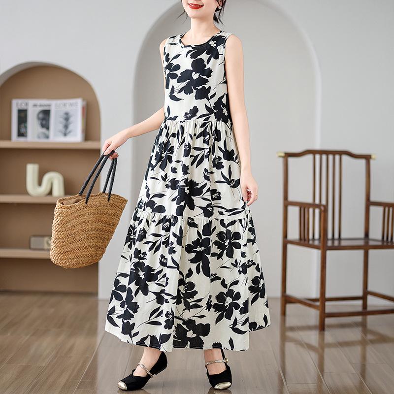 2024 Plus Size Women's Sleeveless Tank Top Long Dress - Simple Summer Style